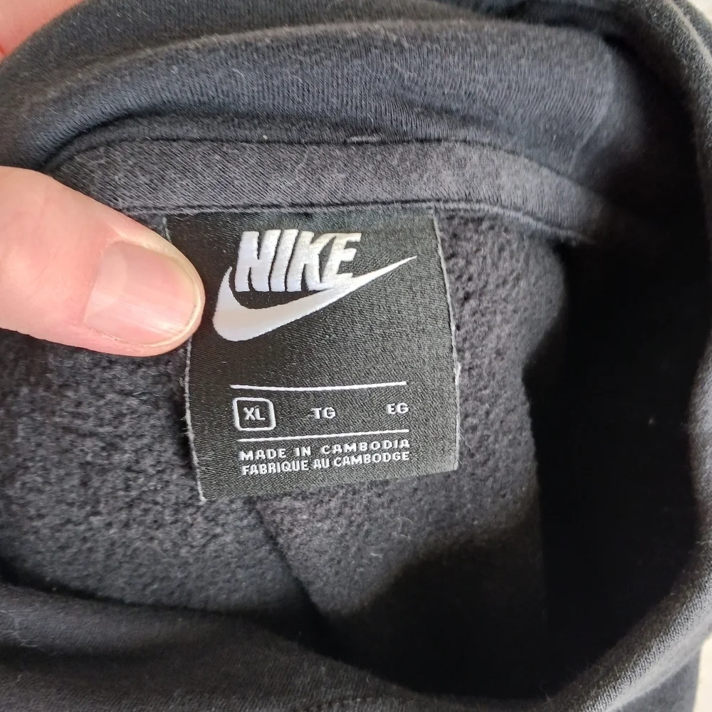Nike Swoosh Logo Fleece Black Pullover Unisex Kids‎ Hoodie  Sweatshirt Size XL